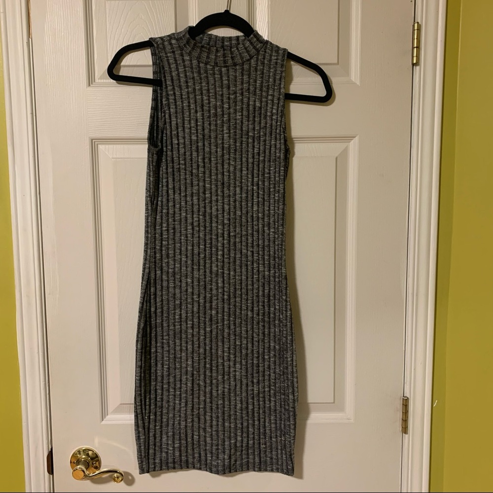 Dynamite - Grey Mock Neck Sweater Ribbed Dress